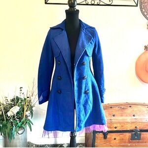 Vintage Blue & Purple Trench Coat with Flared Hem & Tulle | Medium | Cosplay / S